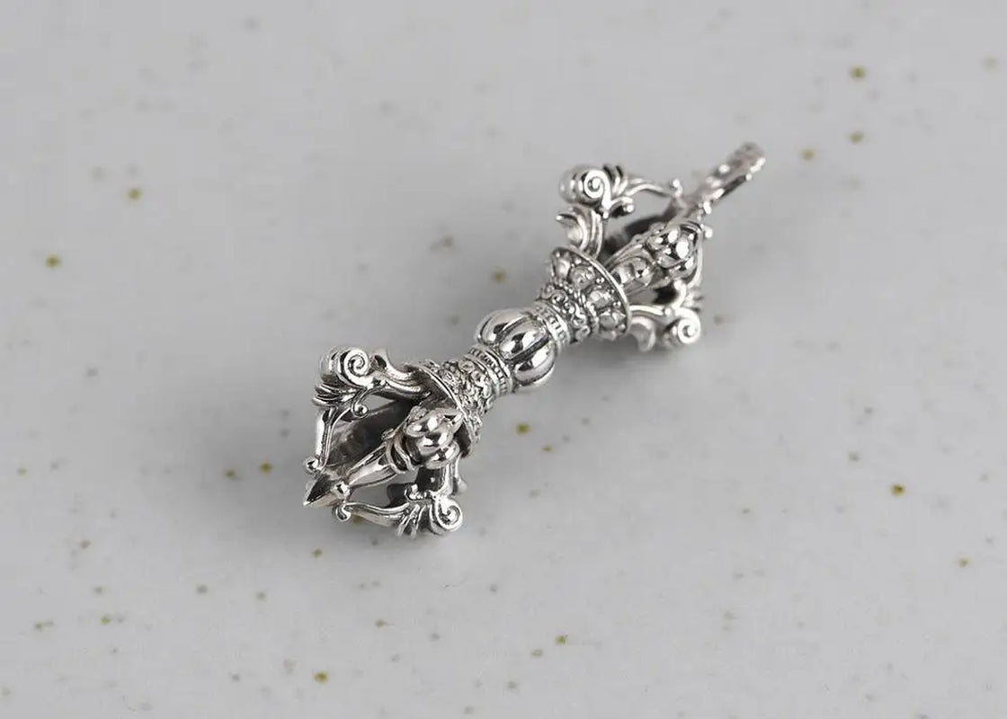 Spiritual Abacus ⚡ 925 Silver Tibetan Dorje Pendant Solid Sterling Vajra Amulet