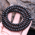 Spiritual Abacus Natural Ebony 108 Mala Beads – Tibetan Six-Character Mantra Turning Wheel Rosary Necklace