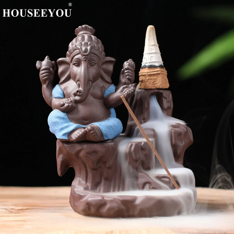 Spiritual Abacus Ganesha Backflow Incense Burner – Ceramic Waterfall Aromatherapy Censer for Zen Decor & Meditation Spaces