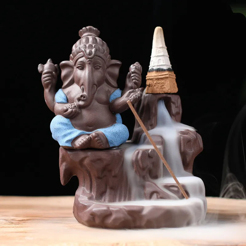 Spiritual Abacus Ganesha Backflow Incense Burner – Ceramic Waterfall Aromatherapy Censer for Zen Decor & Meditation Spaces