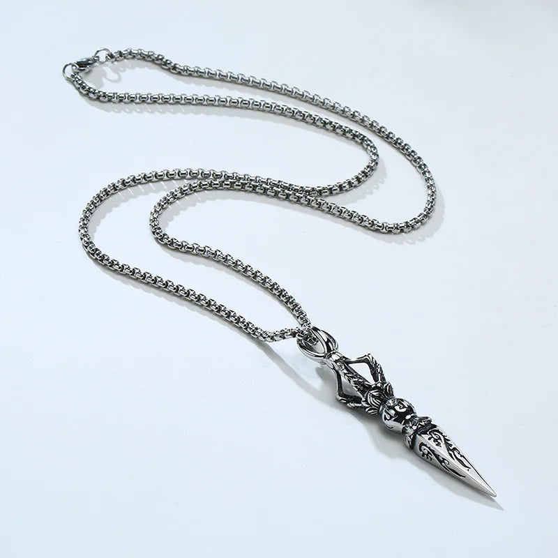 Spiritual Abacus ⚔️ Gandhanra Stainless Steel Tibetan Vajra Dagger Pendant
