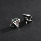 Spiritual Abacus 925 Sterling Silver Pyramid Earrings with Colorful Zirconia