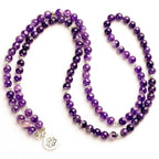 💜 Spiritual Abacus Purple Quartz 108 Mala Bracelet – Energy Healing Lotus Beads for Meditation & Yoga