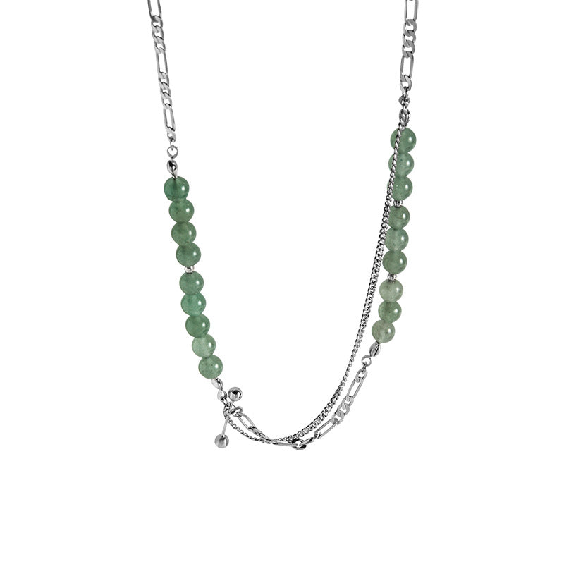 Spiritual Abacus Natural Green Aventurine Clavicle Chain Necklace for Women