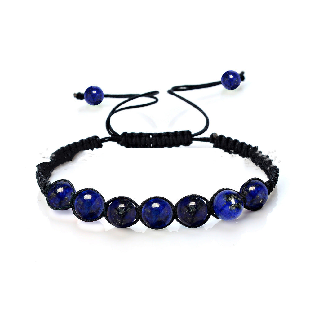 Spiritual Abacus 8MM Amethyst, Blue Gold & Green Aventurine Braided Bracelet