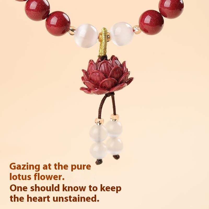 Spiritual Abacus™ Opal Lotus Meditation Bracelet – Chinese Style Cinnabar Beaded Jewelry for Peace & Positive Energy