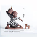 Spiritual Abacus Large Kung Fu Monk Backflow Incense Burner – Sandalwood Ceramic Waterfall Incense Holder for Home & Meditation Decor