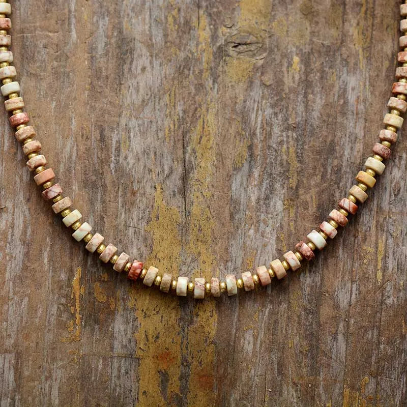 💎 Spiritual Abacus Natural Stone Beaded Choker – Minimalist Collar Necklace for Women