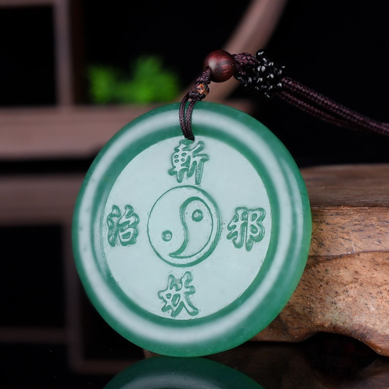 Spiritual Abacus Brazil Green Aventurine Yulin Jade Pendant (Unisex)