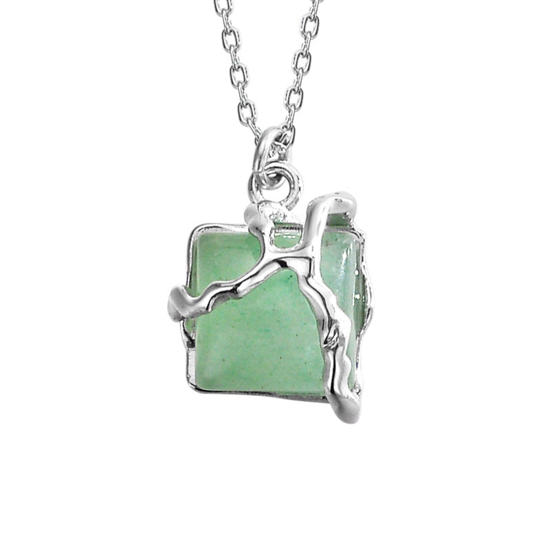 Spiritual Abacus Style Square Bead Green Aventurine Pendant