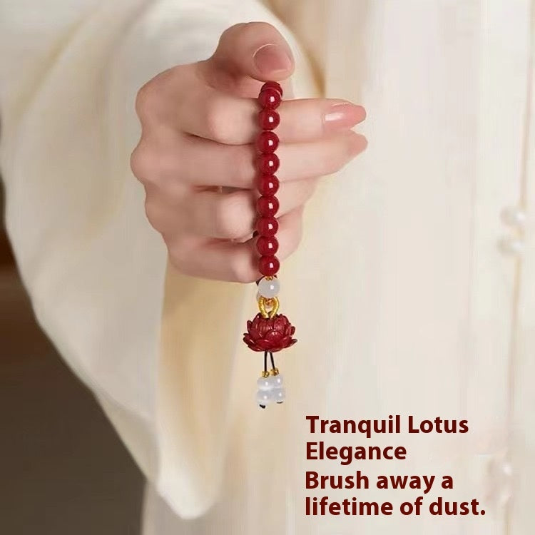 Spiritual Abacus™ Opal Lotus Meditation Bracelet – Chinese Style Cinnabar Beaded Jewelry for Peace & Positive Energy