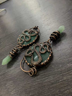 Spiritual Abacus Natural Crystal Vintage Green Aventurine Dragon Snake Pendant