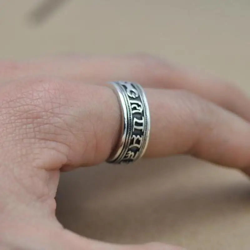 🔄 Spiritual Abacus 925 Sterling Silver Spinner Ring – Rotatable Om Mani Padme Hum Mantra Ring 