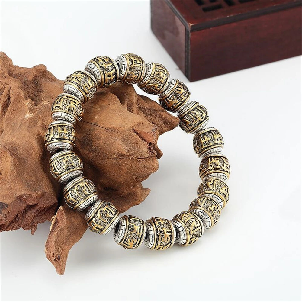 Spiritual Abacus Six-Word Mantra Bracelet – Traditional Buddhist OM MANI PADME HUM Amulet for Men & Women