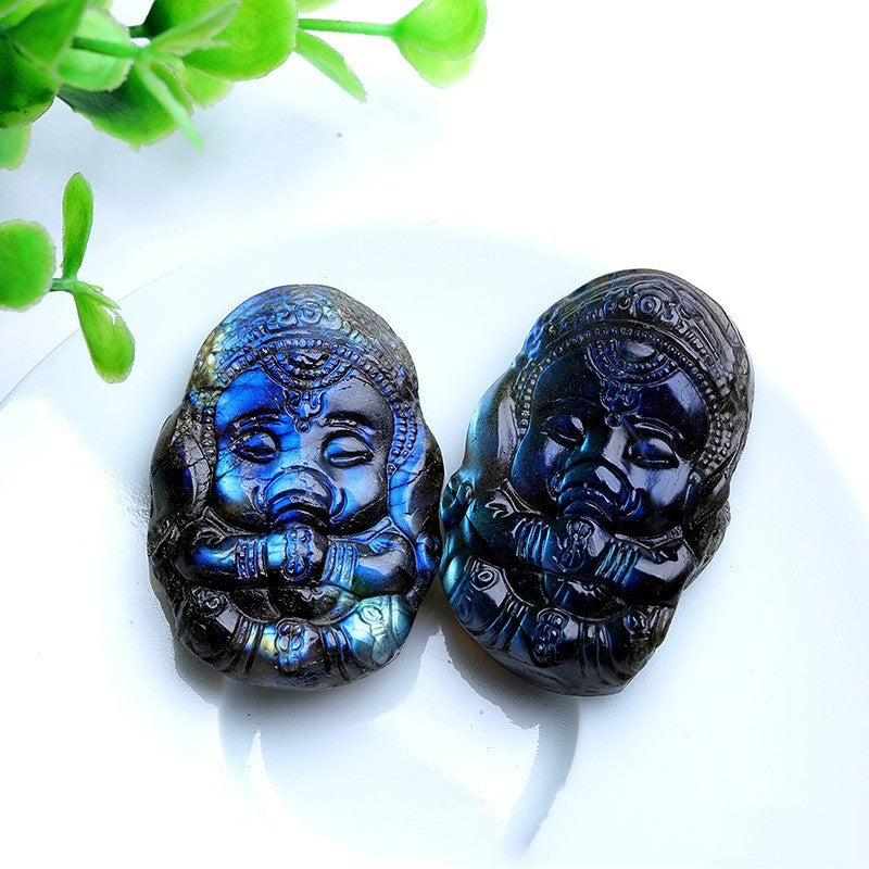 Spiritual Abacus Natural Labradorite Raw Crystal Blue Light Elephant Baby Pendant & Ornament