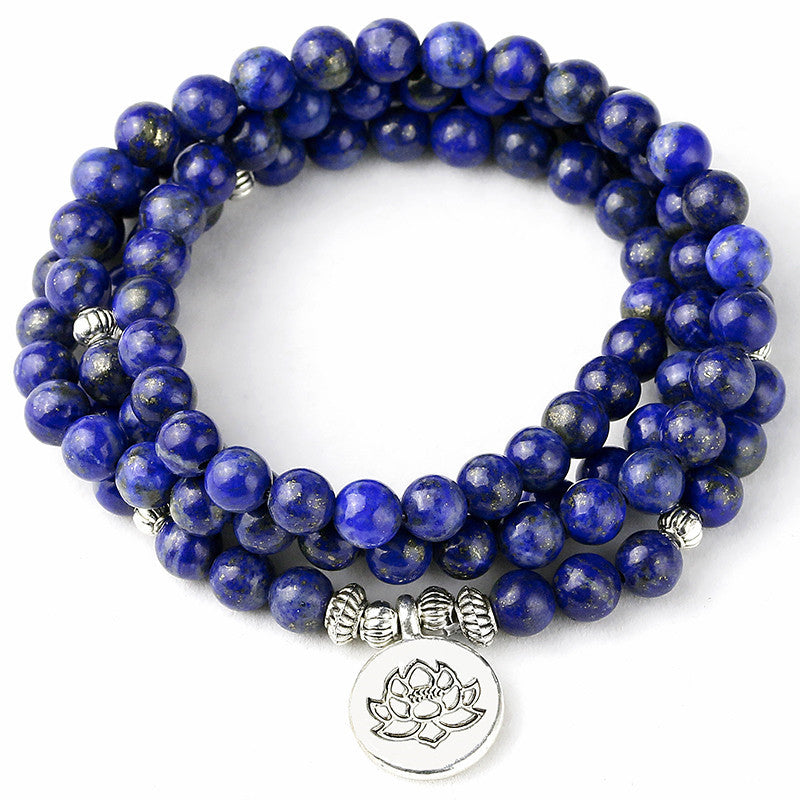 Spiritual Abacus™ Lapis Lazuli Crystal Lotus OM Bracelet – Inner Peace & Intuition Yoga Jewelry