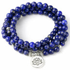 Spiritual Abacus™ Lapis Lazuli Crystal Lotus OM Bracelet – Inner Peace & Intuition Yoga Jewelry