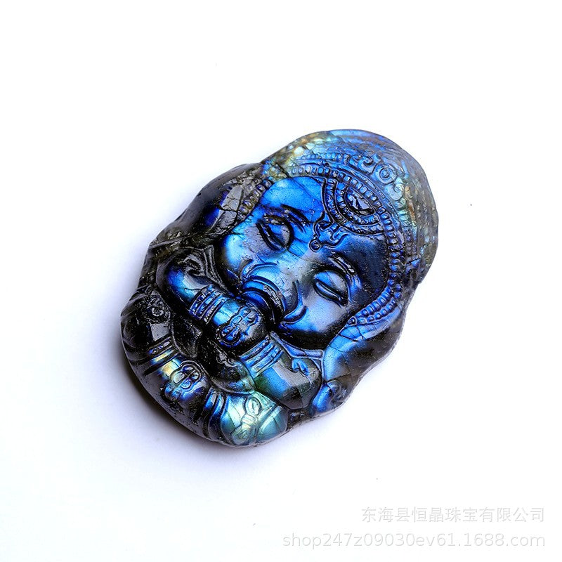 Spiritual Abacus Natural Labradorite Raw Crystal Blue Light Elephant Baby Pendant & Ornament