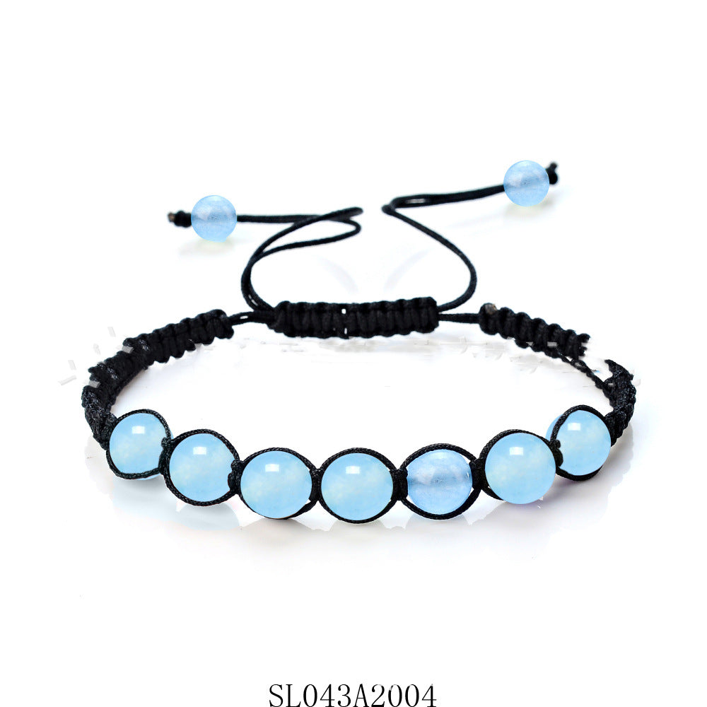 Spiritual Abacus 8MM Amethyst, Blue Gold & Green Aventurine Braided Bracelet