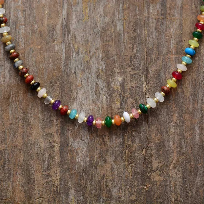 💎 Spiritual Abacus Natural Stone Beaded Choker – Minimalist Collar Necklace for Women