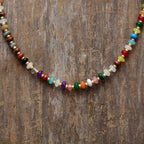💎 Spiritual Abacus Natural Stone Beaded Choker – Minimalist Collar Necklace for Women
