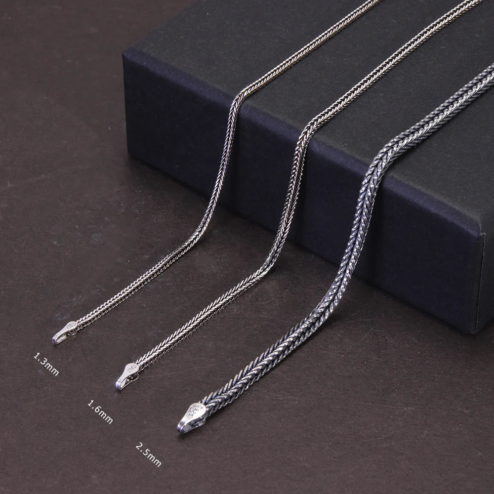 🔗 Spiritual Abacus 925 Sterling Silver Foxtail Chain Necklace – Unisex Vintage Thai Silver Style