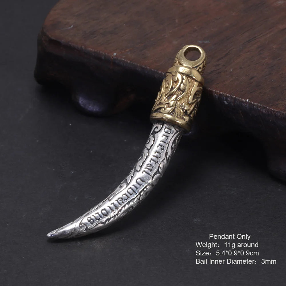 🐺 Spiritual Abacus 925 Sterling Silver Wolf Tooth Pendant – Viking-Inspired Animal Talisman Necklace for Men