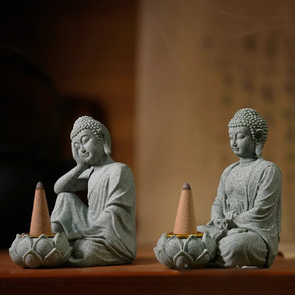 Spiritual Abacus Zen Buddha Incense & Tealight Holder – Garden & Home Meditation Decor for Desk, Porch, Patio, or Altar