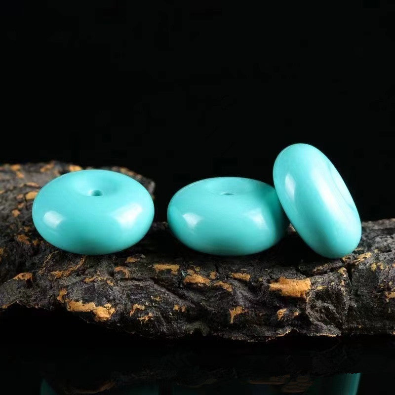 Spiritual Abacus High Porcelain Turquoise Bread Ring Safety Buckle Pendant