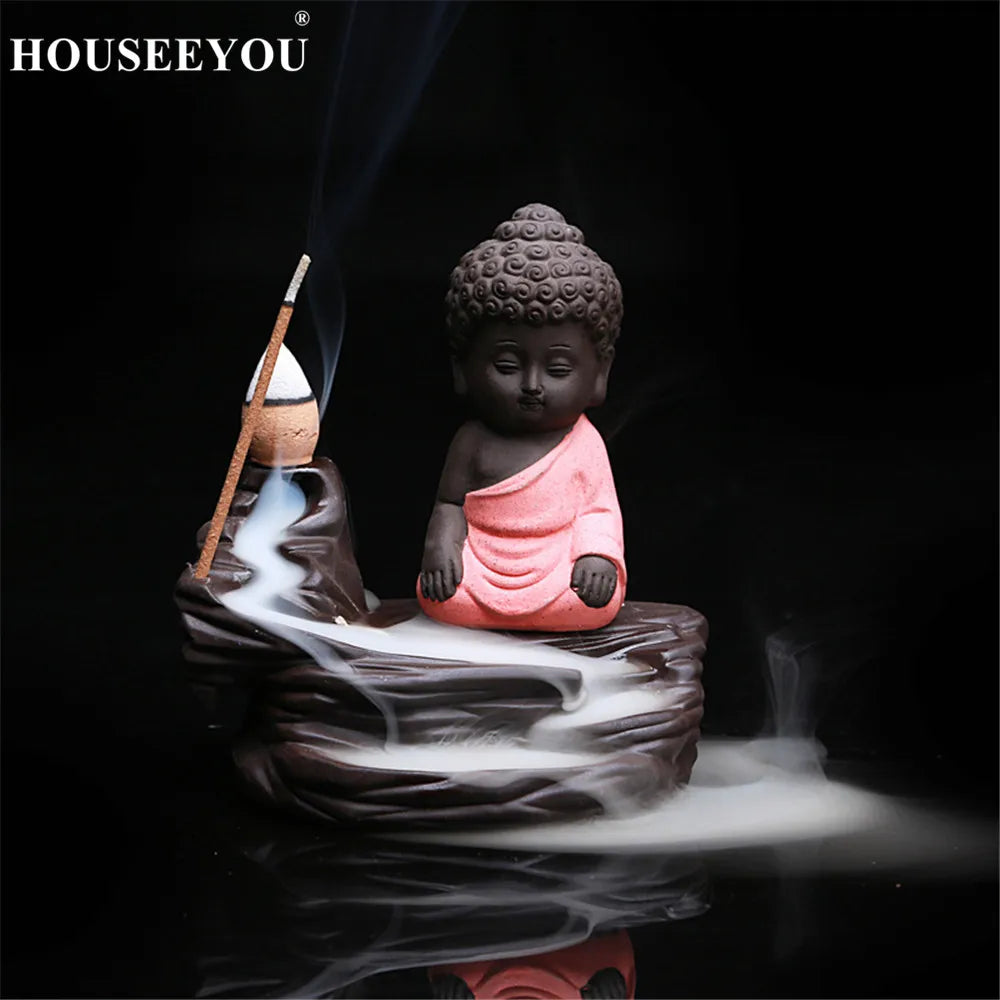 Spiritual Abacus Little Monk Backflow Incense Burner – Small Buddha Zen Aroma Censer for Home, Office, or Teahouse Decor