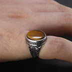🐅 Spiritual Abacus 925 Sterling Silver Turkish Tiger Eye Ring – Solid Men’s Vintage S925 Jewelry