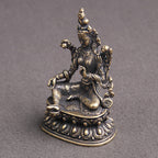 Spiritual Abacus Brass Antique Green Tara Buddha Statue Decoration