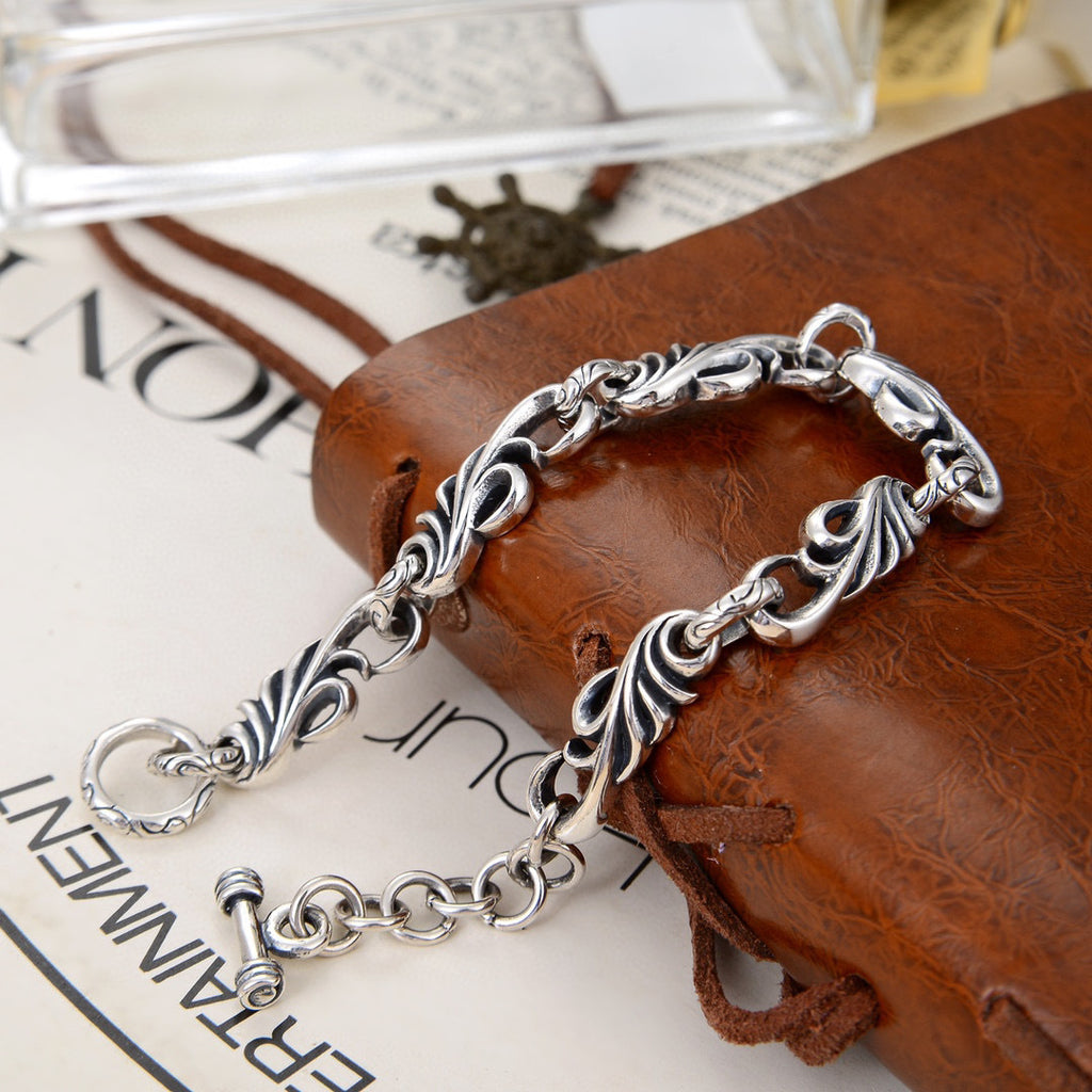 Spiritual Abacus New Vine Flower Sterling Silver Bracelet for Men