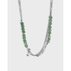 Spiritual Abacus Natural Green Aventurine Clavicle Chain Necklace for Women