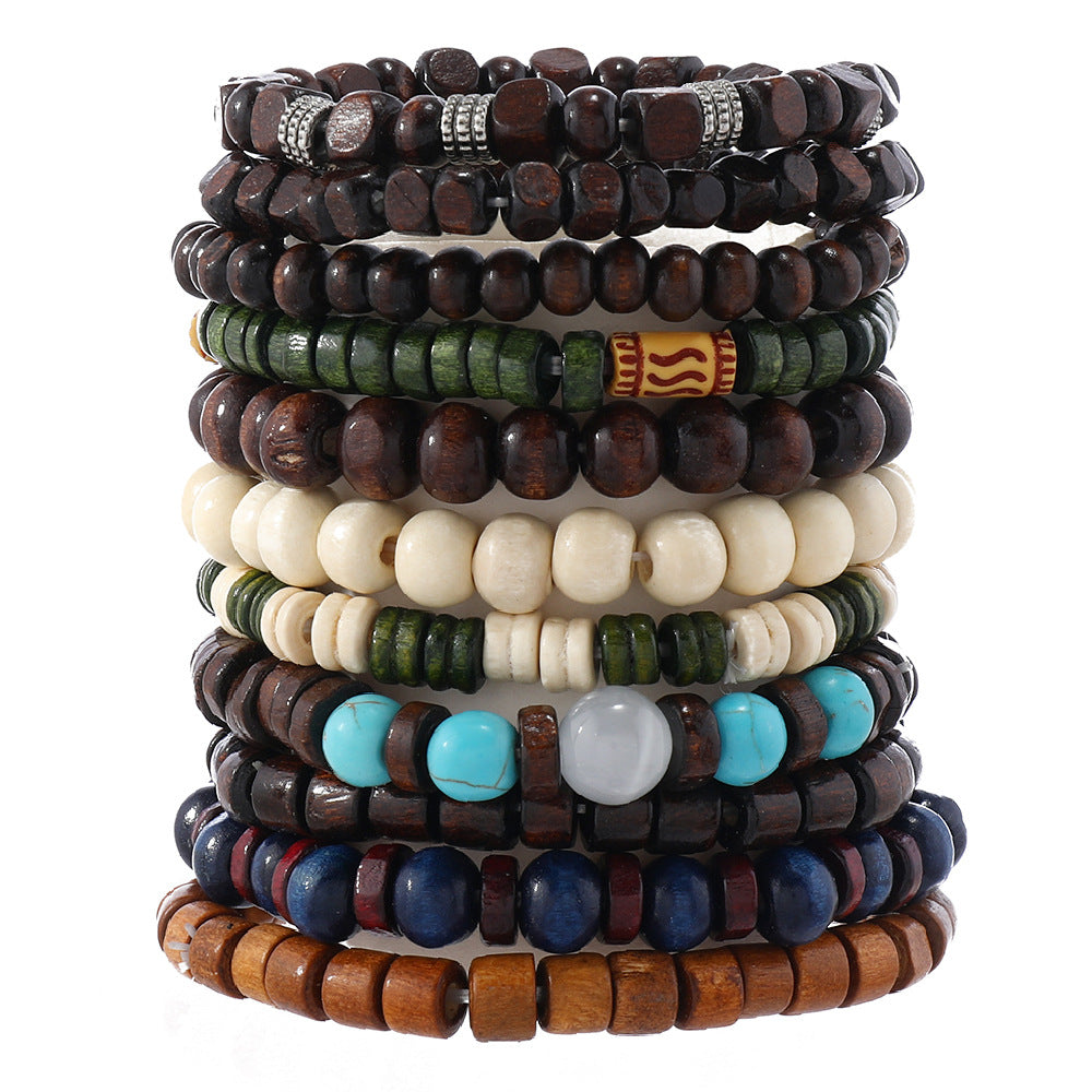 Spiritual Abacus 22-Piece Bohemian Retro Wooden Bead Bracelet Set