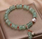 Spiritual Abacus Green Mori Style Natural Green Aventurine Bamboo Jade Bracelet
