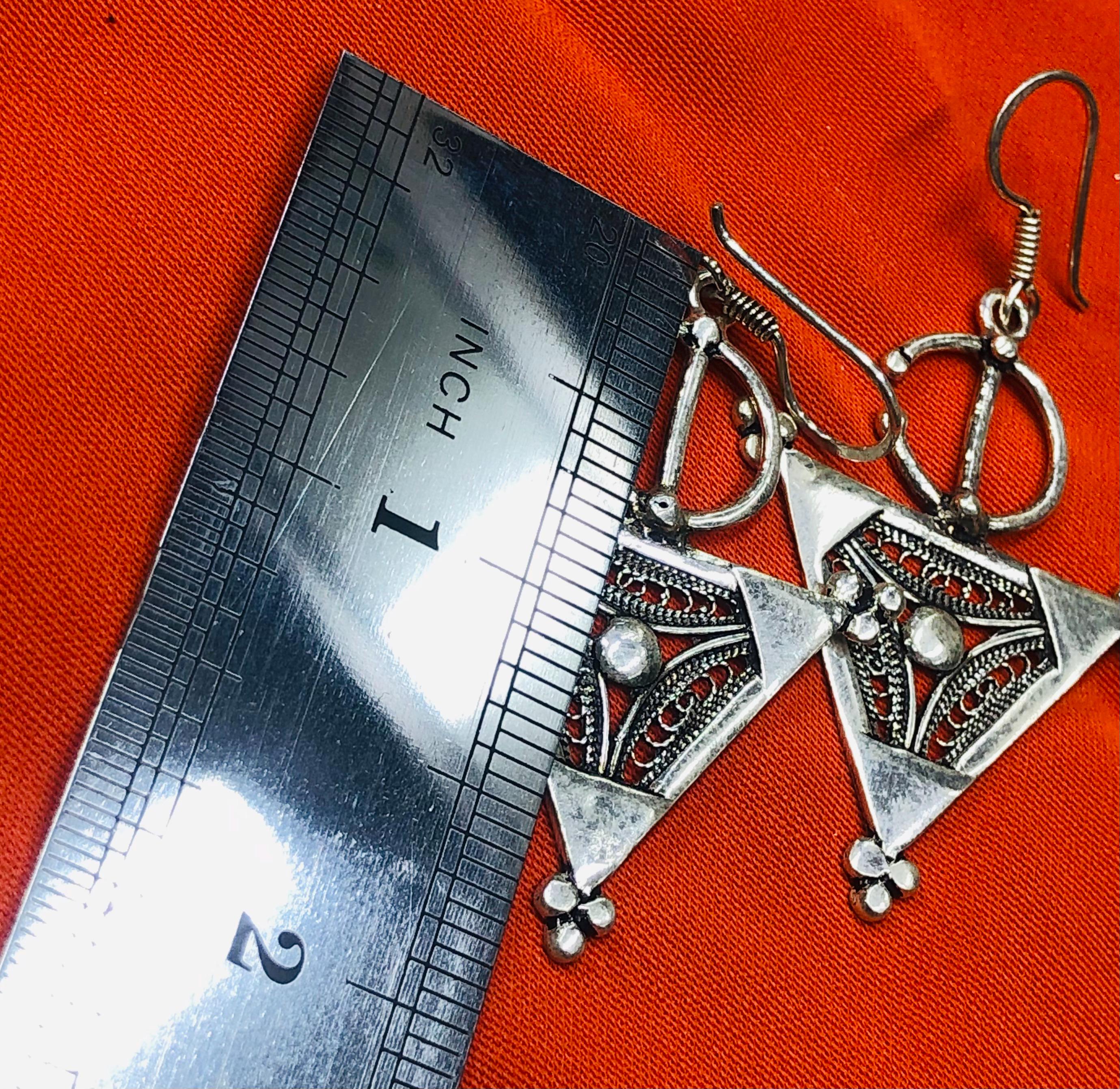 ✨ Spiritual Abacus-Handmade Berber Silver Earrings Traditional Amazigh Jewelry